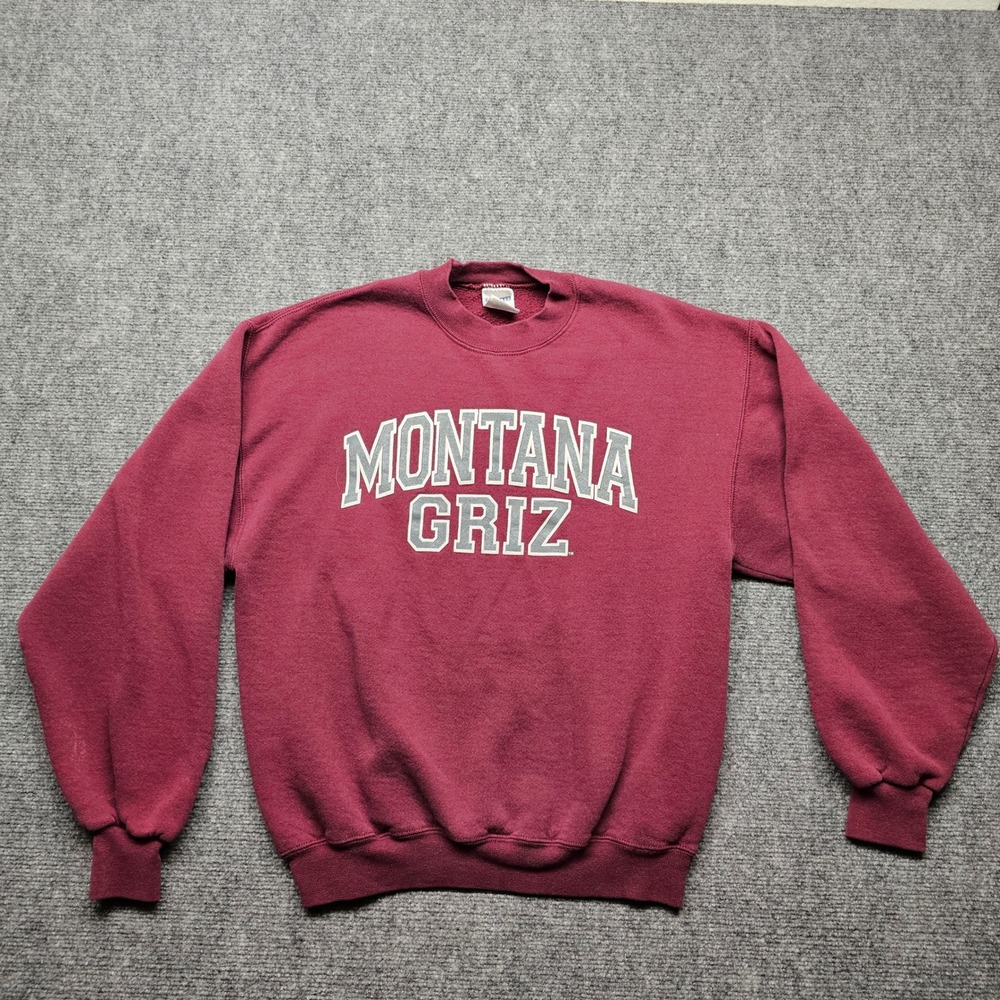 Jerzees Super Sweats Montana Griz Sweatshirt Maroon Mens Medium NuBlend Crewneck